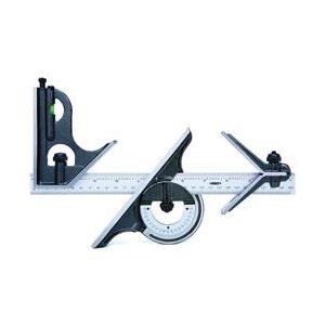 COMBINATION SQUARE SET 12IN RULE W / 1 / 8 AND 1 / 16 GRADS PLUS